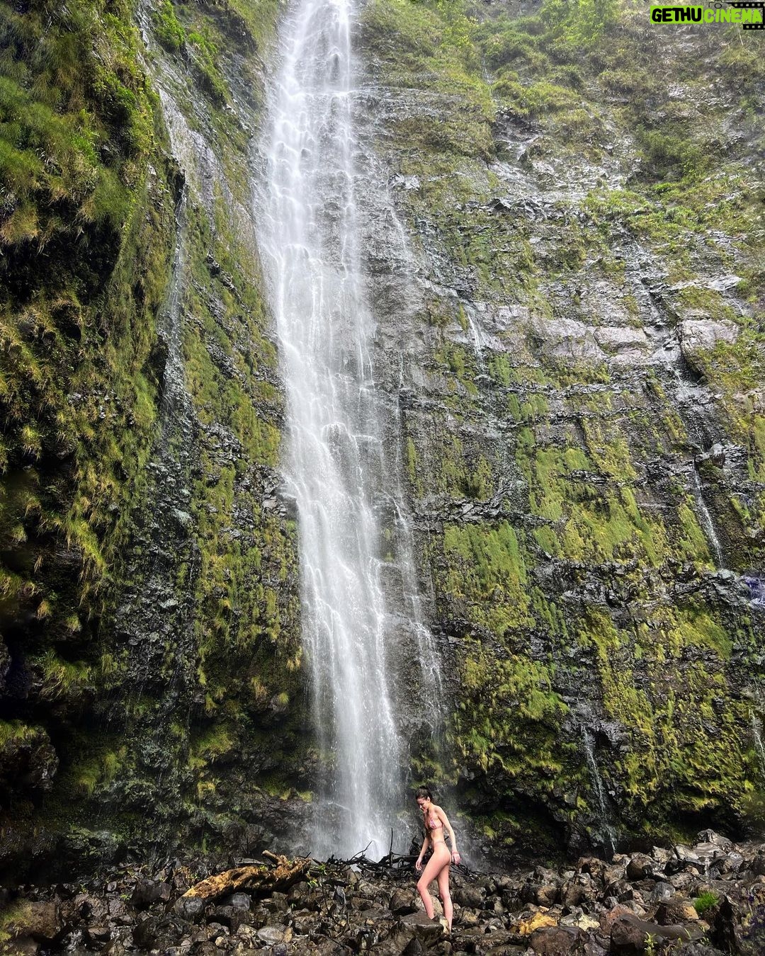 Sara Waisglass Instagram - anyone know a good song about a waterfall? Maui Hawaii