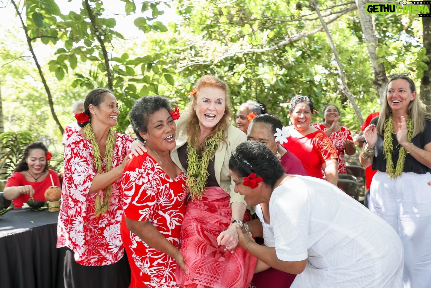 Sarah Ferguson Instagram - Beautiful Samoa, thank you for having me! I am very appreciative of the Poutasi Women’s Committee who welcomed me with open arms into their village and their church. Being able to experience a beautiful FiaFia @sinaleireefresort and getting to know some of the local customs and traditions was an honour. And thank you to @taumeasinaislandresortsamoa for your commitment to coral regeneration. Faafatai Samoa and see you again soon 🌸 - Photo: @msmedia.samoa