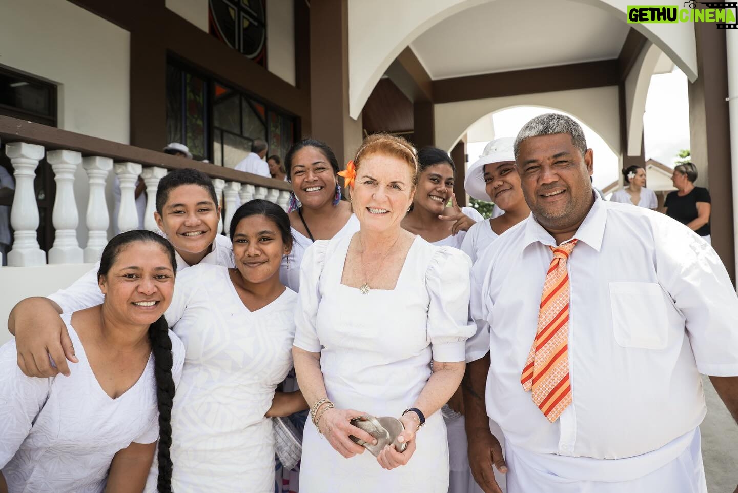 Sarah Ferguson Instagram - Beautiful Samoa, thank you for having me! I am very appreciative of the Poutasi Women’s Committee who welcomed me with open arms into their village and their church. Being able to experience a beautiful FiaFia @sinaleireefresort and getting to know some of the local customs and traditions was an honour. And thank you to @taumeasinaislandresortsamoa for your commitment to coral regeneration. Faafatai Samoa and see you again soon 🌸 - Photo: @msmedia.samoa