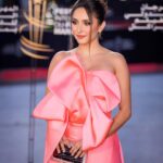 Sarah Perles Instagram - At the red carpet of the Marrakech Film Festival. Styled by @leonaerziak dress clutch and shoes by @lena_erziak jewellery by @mounierbouvard_officiel thank you @mephistophelesproductions ♥️ 📸 by @hakounart