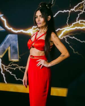 Sarah Shahi Instagram - Not sure where to start, but thank you God. And @versace . ❤️⚡️. 
What a journey. ( and Black Adam and I twinning)