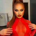 Sasha Colby Instagram - a little BTS of my promo with @rupaulsdragrace @viivhealthcare ✨ Season 16 of #DragRace premieres this Friday at 8/7c on @mtv ! Glam @prestonmakeup Catsuit @imngo Gown @vee.monique