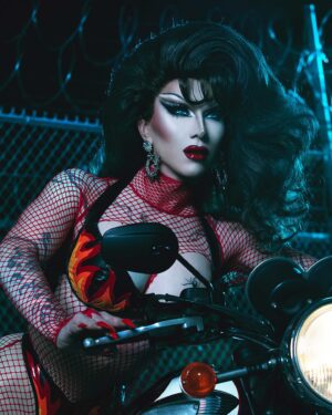 Sasha Velour Instagram - BABES ON BIKES with @thequeenpriyanka.  Photos by @vadellaphoto. Inspired by a T-shirt I found in Murfreesboro, TN during filming (swipe to last slide).

We are selling signed posters of us as the hot, highly INDECENT bikers (perfect for your garage honestly), with 100% of profits going to @nourishfoodbank, middle Tennessee’s largest direct service food bank (where our drag daughter @veronica.p679 proudly works). Only a limited number are available at @mybestjudy and on houseofvelour.com, so act now!

Season 4 of @werehere continues this Friday as we ride out to Tulsa, Oklahoma and pick up the legendary Latrice Royale for more shows! @hbo @streamonmax

Bike @spiciestmeatball 
Look @blackandwhitestriped 
Hair @wigsandgrace