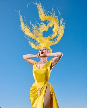 Sasha Velour Instagram - Watch the first episode of @werehere Season 4 tonight on @hbomaxes, 9pmEST/6pmPDT. Stream tomorrow on @streamonmax!

Photos @thedragseries (from my recent visit to UBC in Vancouver)
Dress @gloria_swansong 
Headpiece @serand_create 
Jewelry @sorrelloriginals