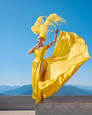 Sasha Velour Instagram - Watch the first episode of @werehere Season 4 tonight on @hbomaxes, 9pmEST/6pmPDT. Stream tomorrow on @streamonmax!

Photos @thedragseries (from my recent visit to UBC in Vancouver)
Dress @gloria_swansong 
Headpiece @serand_create 
Jewelry @sorrelloriginals
