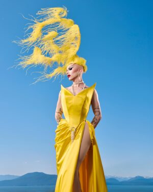 Sasha Velour Instagram - Watch the first episode of @werehere Season 4 tonight on @hbomaxes, 9pmEST/6pmPDT. Stream tomorrow on @streamonmax!

Photos @thedragseries (from my recent visit to UBC in Vancouver)
Dress @gloria_swansong 
Headpiece @serand_create 
Jewelry @sorrelloriginals