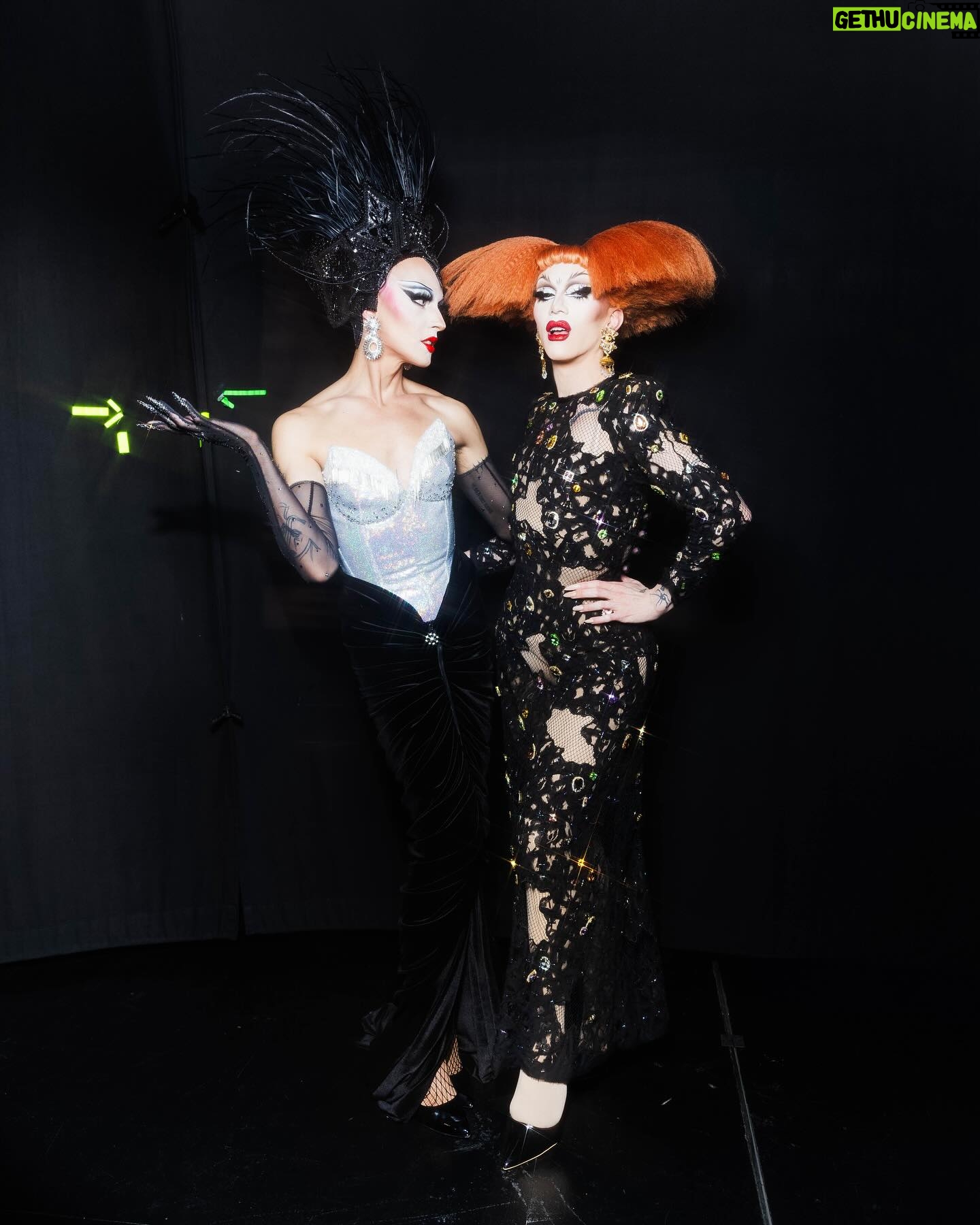 Sasha Velour Instagram - Adios, adieu, tschüss, ciao, byeeeee. Final night of the tour is tonight! I’ll miss this so much! It was a dream wearing these two incredible dresses from @analocking for my show last night in Madrid (including one of her Drag Race judging looks) and performing with the one and only @supremmedeluxe the night before in Barcelona. Still thinking about the brilliant acts brought by all our special guests this week: @marinaforev3r in Madrid, @tessatesticle in Zürich, and @moondragqueen in Genève. Legendary nights of drag! Love you 💖 Photos by @mettieostrowski