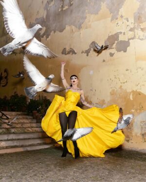 Sasha Velour Instagram - Reach out for me…I’ll see you through 🕊️

A perfect last night of “The Big Reveal” tour in Lisboa with special guest Lola Bunny (@theboywiththemermaidtattoo). 

I begged @mettieostrowski to get a photo of me among the gang of pigeons on the stairs outside the theater. The birds were pissed, not into it. Then a woman leaned out of the window of her apartment, I was sure she was going to yell at us for frightening her birds… but instead she gave me a big bag of bird seed to help us get the shot. 

Muito obrigada por tudo!