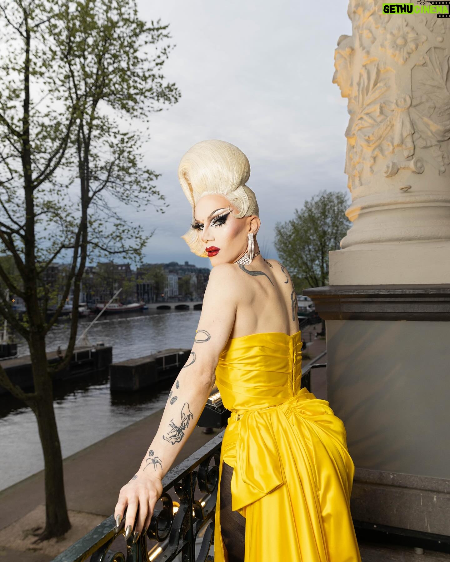 Sasha Velour Instagram - Bedankt Amsterdam 🌙💋🌷 📸 @mettieostrowski I was feeling my fantasy at @theatercarre with two nights of shows…and VERY inspiring special guests @vanessavancartier and @missenvyperu. Love you, my queens!! Dress: @gloria_swansong Hair: @doubledwigs Jewels: @sorrelloriginals