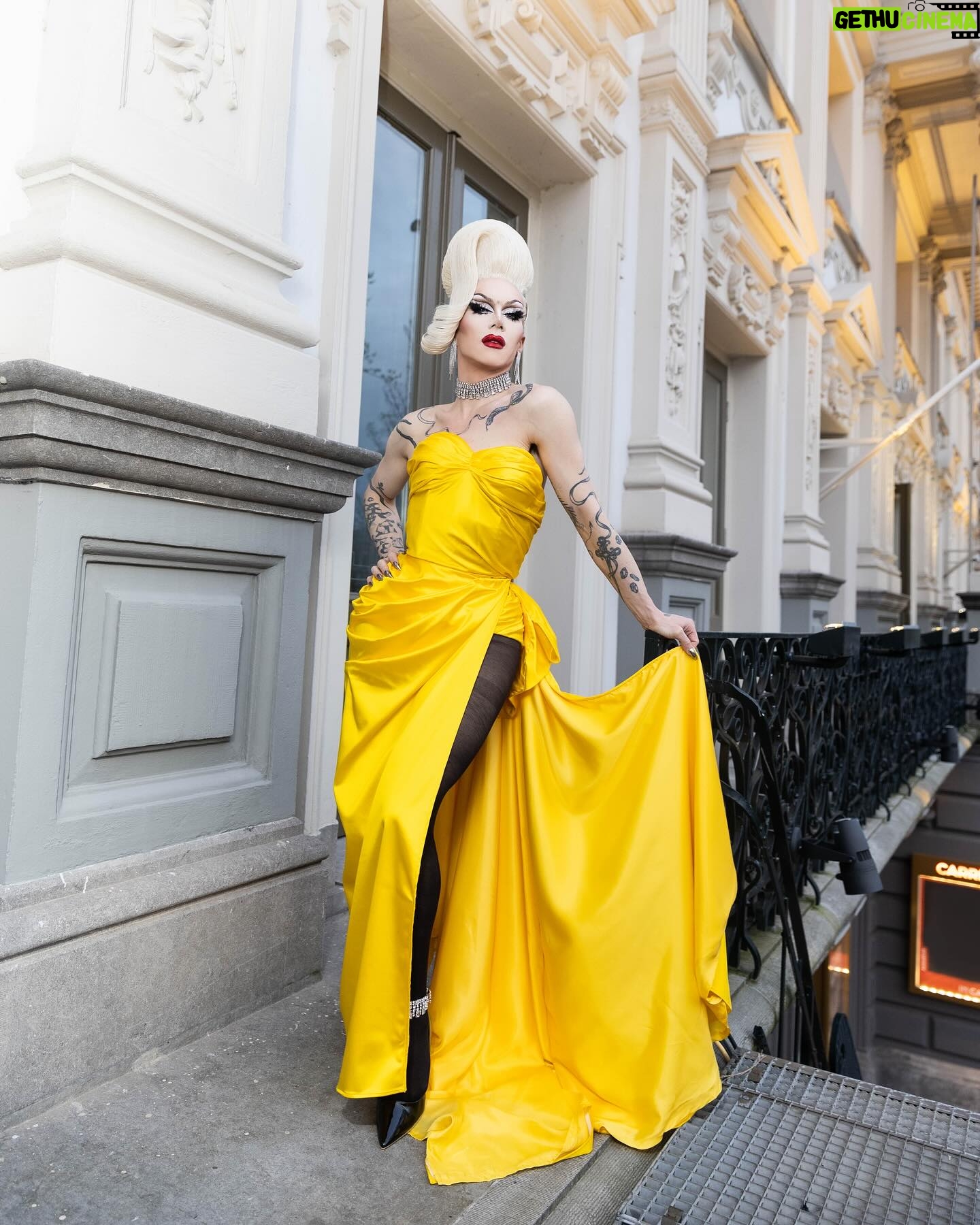 Sasha Velour Instagram - Bedankt Amsterdam 🌙💋🌷 📸 @mettieostrowski I was feeling my fantasy at @theatercarre with two nights of shows…and VERY inspiring special guests @vanessavancartier and @missenvyperu. Love you, my queens!! Dress: @gloria_swansong Hair: @doubledwigs Jewels: @sorrelloriginals