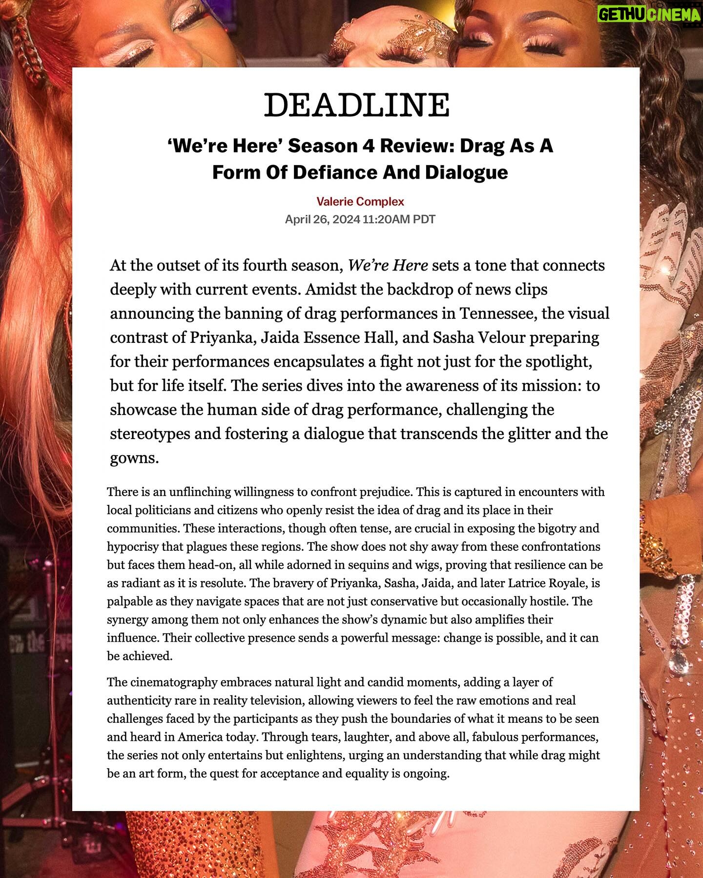 Sasha Velour Instagram - Sharing our love of drag with the world! Here are a few of my favorite reviews, TV and radio spots from the last week alone…still blown away by this generous coverage. Proud to be a part of the “We’re Here” family, and excited for you to see even more. Episode 2 of @werehere airs tonight on @hbo, and on @streamonmax tomorrow!