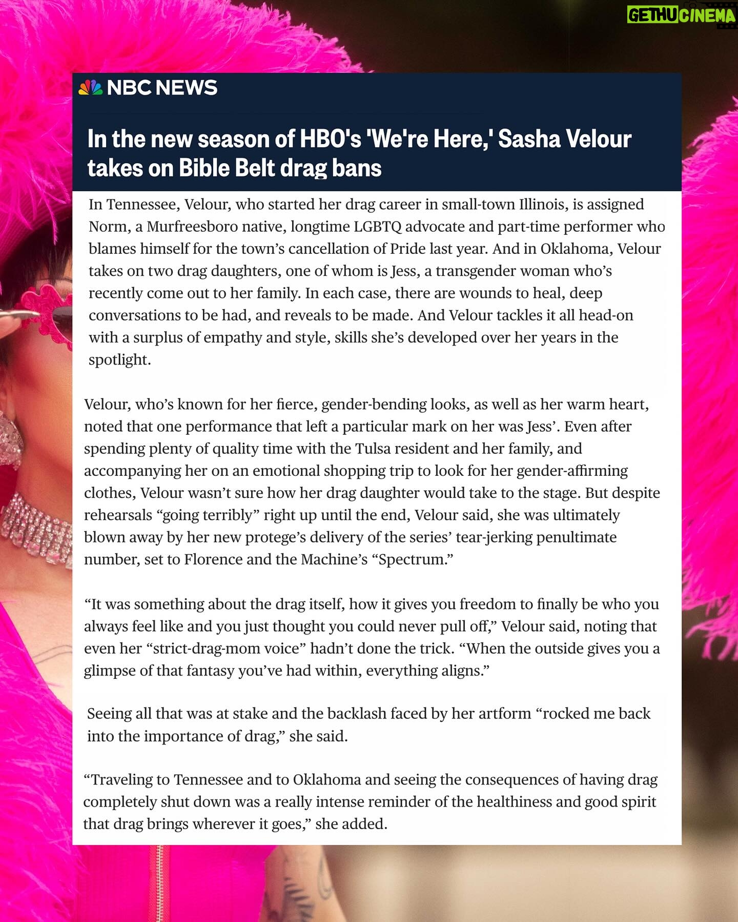 Sasha Velour Instagram - Sharing our love of drag with the world! Here are a few of my favorite reviews, TV and radio spots from the last week alone…still blown away by this generous coverage. Proud to be a part of the “We’re Here” family, and excited for you to see even more. Episode 2 of @werehere airs tonight on @hbo, and on @streamonmax tomorrow!