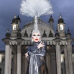 Sasha Velour Instagram - The Brighton Dome windows have never been cleaner thanks to very special guest @misterjoeblack 🧼🪟🖤 You have three more chances to catch The Big Reveal Live Show in the UK before we make our way to Europe next week! Photos in front of the @royalpaviliongardens by @mettieostrowski Headpiece by @diegomontoyastudio Garment by @jazzmint.dash