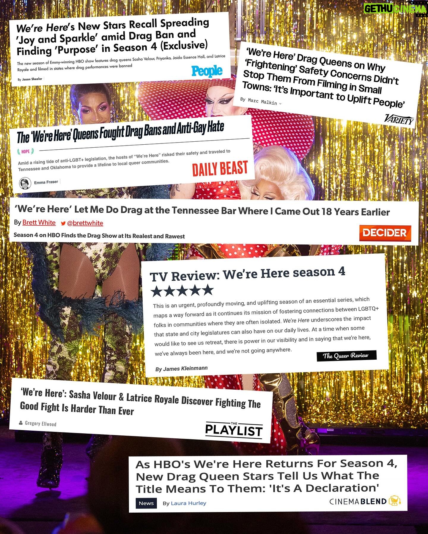 Sasha Velour Instagram - Sharing our love of drag with the world! Here are a few of my favorite reviews, TV and radio spots from the last week alone…still blown away by this generous coverage. Proud to be a part of the “We’re Here” family, and excited for you to see even more. Episode 2 of @werehere airs tonight on @hbo, and on @streamonmax tomorrow!