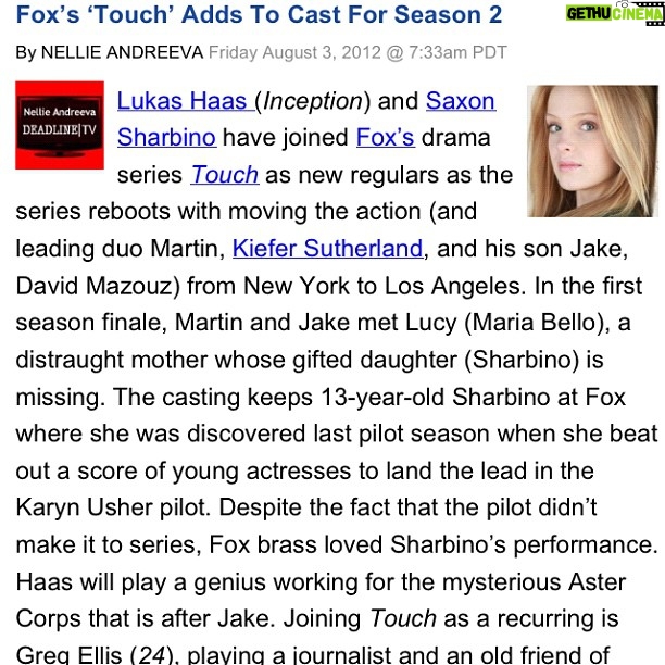 Saxon Sharbino Instagram - #FOX #Touch #iloveFox #cantwait #movingtoLA