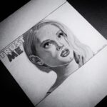 Saxon Sharbino Instagram - love this fan drawing from a still from Trust Me. this was my first time to lead a film. 🖤 (thank you @clarkgregg @bettymaecasting for believing in me) i’ve been inspired by the message from this movie for years.