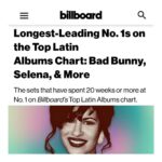 Selena Quintanilla Instagram – @billboard releases the Longest-Leading No. 1s on the Top Latin Albums Chart. Click link in bio to see which of Selena’s 2️⃣ albums made top 13 on the list. 

#FlashbackFact:
On this month two years ago, Billboard named Selena, “Greatest of All Time, Female Artist”. 

@billboardlatin #hispanicheratigemonth #GOAT