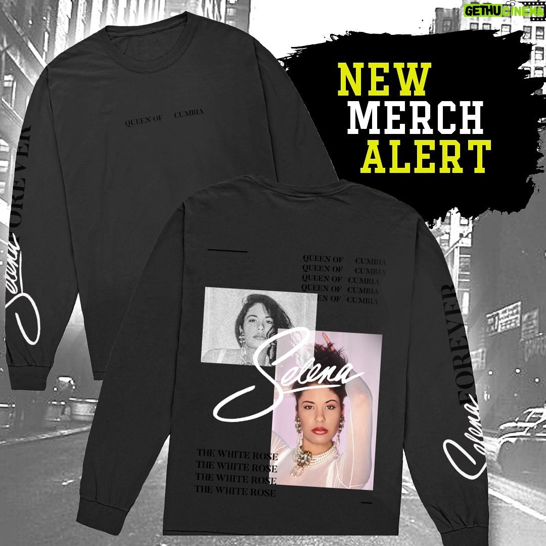 Selena Quintanilla Instagram - Celebrate the Queen of Cumbia with this NEW Exclusive Black, Long-Sleeved Unisex Fit Tee featuring TWO Iconic photos from 1992! Available NOW only at q-productions.com