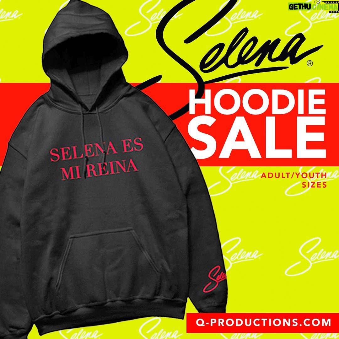 Selena Quintanilla Instagram - π¨ππππ ππππππ¨ β£β£ Get this cozy βSelena es mi Reinaβ Hoodie, with the signature Selena logo on the left sleeve cuff. β£β£ β£β£ πππ πππππβ£β£ Reg. $30 NOW $19.99!β£β£ Q-Productions.com : LINK IN BIO