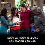 Selenis Leyva Instagram – Best news ever, fam! 🎉 #LopezvsLopez has been renewed for Season 3 on @NBC!