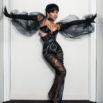Serayah Instagram - Starting to see the signs, like the stars are aligned this time 🖤 Photographer : @valentinocaviar Styled By: @demidorsey Full look: @kdanielsdesigns Shoes: @jessicarichofficial Earrings: @richdnabrand Nails: @nailsunlimited.x Hair: @linksbyashleybanks Make up: @makeupbyremi