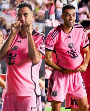 Sergio Busquets Instagram - Feliz por la victoria y por el gol con dedicatoria especial 🫶🏼🤰🏼🩷🖤