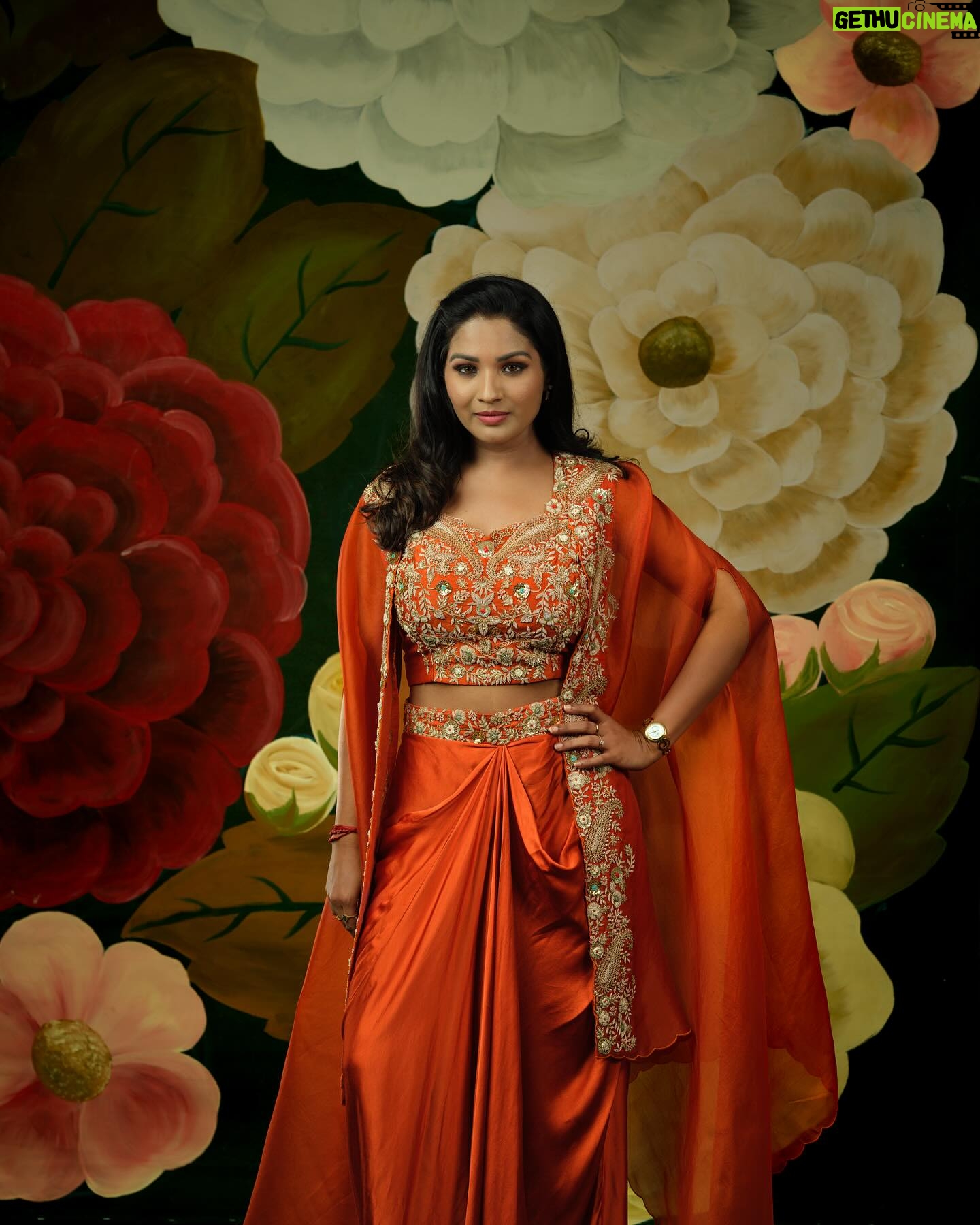 Sharanya Turadi Instagram - @sharanyaturadi_official X Mokshaa Step into the wedding venue like a regal vision in this exquisite ensemble! Picture yourself adorned in a stunning draped Indian wear skirt, intricately embellished with shimmering gold zari embroidery, perfectly complemented by a resplendent blouse. But wait, the elegance doesn’t end there, a graceful kaftan overlay adds a touch of sophistication. Shot by - @rahul__sudharshan Make up & Hair - @jancymakeoverandhairdo #weddingseason #summervibes #celebration #comfort #craftsmanship #drapedskirt #kaftanoverlay #brickorange #indianfashion #traditionalwear #ethnicwear #mokshaachennai