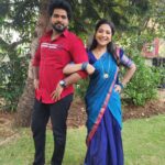 Sharanya Turadi Instagram – ThangaMayil ×  Saravanan 🦚🤩✨️

#pandianstores❤

Half saree by @ivalinmabia