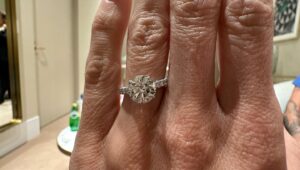 Sharna Burgess Instagram - Unshared moments from our engagement. A dream. An afternoon in @cartier being fussed over with champagne and food while I tried on all shapes and sizes and sets. I could barely process it was happening let alone choose from perfect ring after perfect ring. But as soon as she went on my finger I knew… I knew I never wanted to take her off. Yes she is a she. Bright, big, beautiful and classic. I love that Bri allowed me to choose, to play and to discover what my dream ring was. And that experience together!?! Him proposing again in Cartier with my dream ring... don’t pinch me 🥹 A highlight of my life and our life together. 

Nazy… thank you for finding her 🫶🏼✨