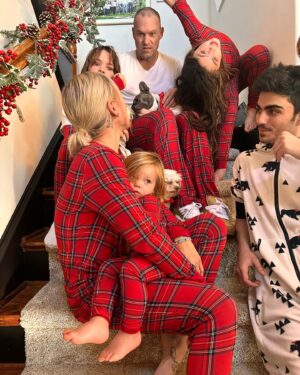 Sharna Burgess Instagram - Let me tell you about a mothers impossible dream. Her unicorn if you will..… ONE damn usable photo! I have about 300 photos of just today on my phone and these are the ONLY (barely) usable ones where we are somewhat looking in the same general direction. And almost no one is blinking. Or pulling a face. And at the same time I wouldn’t change a single thing about us. As long as I get ONE damn photo. And if you can’t beat ‘em… join ‘em :)

From mine to yours, Merry Christmas and Happy Holidays everyone 🌲✨🫶🏼

I. Am. Wiped. TF. Out. 
Also… 

Favorite Christmas to date. Heart so full. 🫶🏼