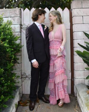 Shay Rudolph Instagram - senior prom from beginning to end 💘💕💓

biggest thank you to @loveshackfancy for the dreamiest dress and shoes i have ever worn 💐🕊️✨

& @thepinkreef for the sweetest earrings 🎀🌸