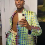Shea Couleé Instagram - Yesterday we celebrated or friends @jeffrey.mcinnes & @will_tople’s wedding. So you know I had to bust out the rainbow gradient dot @christopherjohnrogers suit…🌈