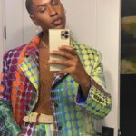 Shea Couleé Instagram - Yesterday we celebrated or friends @jeffrey.mcinnes & @will_tople’s wedding. So you know I had to bust out the rainbow gradient dot @christopherjohnrogers suit…🌈