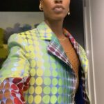 Shea Couleé Instagram - Yesterday we celebrated or friends @jeffrey.mcinnes & @will_tople’s wedding. So you know I had to bust out the rainbow gradient dot @christopherjohnrogers suit…🌈
