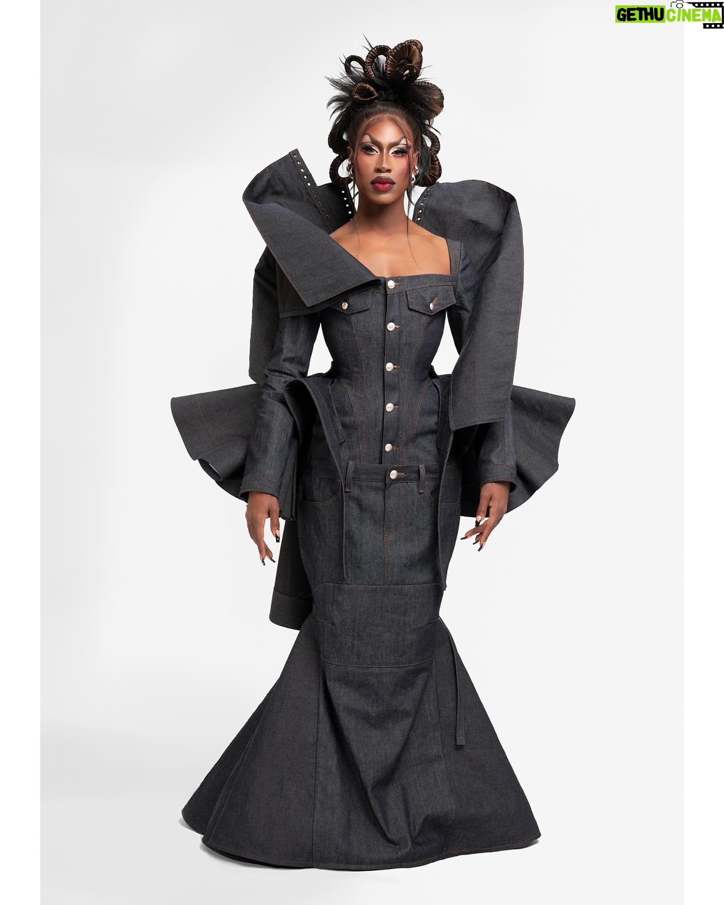 Shea Couleé Instagram - ‘Trophy Gown’ by @gstarraw and @thenightmaredisorder for @SheaCoulee. Drawing inspiration from 2000’s Haute Couture, voluminous silhouettes are reimagined in timeless denim; deconstructed jeans meet sculptural forms. A perfect fusion of both worlds. Editorial: @numeroberlin Photographer: @ari_versluis Custom-made looks: @thenightmaredisorder Creative Direction: @oor_studios — Hair: @jeanbaptiste.santens