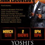 Sheila E. Instagram – Join us as we celebrate my first born son Juan Escovedo will be performing Wednesday March 13th with an all star band. He will be celebrating his 65th birthday. My wife (Juanita) and I will be there. Make sure you invite your friends and family to an incredible evening of live entertainment. Get your tickets now.
www.Yoshis.com 

#JuanEscovedo
#PeteEscovedo
#JuanitaEscovedo
#SheilaE
#PeterMichaelEscovedo
#ZinaEscovedo
#MartinKember 
#EddieM