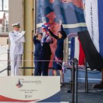 Sheryl Sandberg Instagram - One year ago today, I christened Massachusetts — taking part in a ceremony that goes back centuries to bring good luck and safe travels to this ship and her crew. Over the last year, Massachusetts has hit milestone after milestone. It was awarded the @usnavy Battle Effectiveness Award for 2023, which recognizes the highest level of naval readiness. The ship took to the water for the first time in February. And every day, our incredible crew — led by Commander Michael Siedsma (@swimbikerunsubmerge) — has courageously shown up to serve our country. To our dedicated shipbuilders and our brave and inspiring crew, thank you. Serving as Massachusetts’ sponsor is truly the greatest honor (and still the coolest thing I have ever done!). #SSN798 #NewportNewsShipbuilding