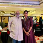 Shraddha Gautam Instagram - My stand up act was after his session & I was backstage ( swipe left) envying the audience who would get to meet him while I waited back stage… but he watched me perform and I got to thank him for the joy he brought us all! I am so thrilled!! @mmkeeravaani #naatunaatu