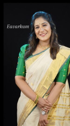 Shweta Mohan Instagram - Wishing you all a very Happy and Prosperous Onam 💞🌸🙏🏽🎉🎵✨💥😍

Saree - @pichakamweaves 
Jewellery - @methurna_collections 
📸 - Surang Studio
