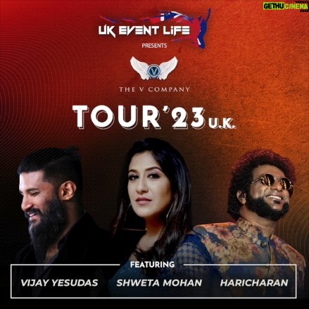 Shweta Mohan Instagram - #TOUR23UK - Get your tickets soon 🌟 @thevijayyesudas , @haricharanmusic , @_shwetamohan_ and @bennetandtheband are coming to UK to perform at the #Forum #Birmingham on 4th November #Troxy #London on 5th November 💥✨💥 Brought to you by @ukeventlife @tutorsvalleymusic and @thevcompanyofficial !!!