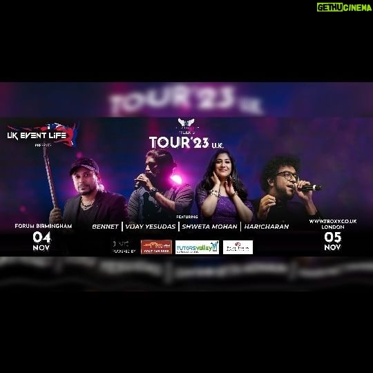 Shweta Mohan Instagram - #TOUR23UK - Experience Shweta Mohan , Haricharan and Vijay Yesudas Live in Concert with Bennet & the Band ! ⨠#TOUR23UK - a Rocking Concert for All Ages & All Generations. šµ Go grab your tickets! And let this trio give you a night to remember š Tickets are available on the following ticketing platforms. https://www.ukeventlife.co.uk/event-details/24/Tour_23 ------------------------------------------------------------------------ https://www.ticketmaster.co.uk/vij.../event/36005F01D2FD264E ----------------------------------------------------------------------- https://troxy.co.uk/.../vijay-yesudas-shweta-mohan.../ #VijayYesudas @thevijayyesudas #ShwetaMohan @_shwetamohan_ #Haricharan @haricharanmusic #bennetandtheband @bennetandtheband #tutorsvalleymusic @tutorsvalleymusic