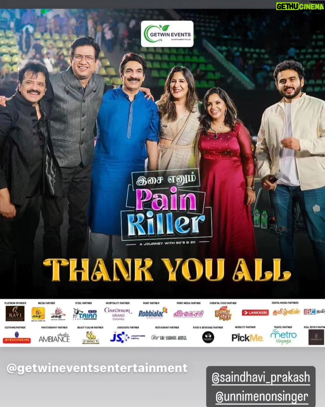 Shweta Mohan Instagram - Last week this time ... when #COLOMBO made us feel so loved ππβ€οΈπππ₯π Love you back so much , Colombo makkale... you guys are truly truly special ππ½ππ½πΆπ΅ Great memories from #IsaiEnumPainKiller with @srinivas_singer @unnimenonsinger @vijayprakashvp @saindhavi_prakash @rjvijayofficial A magical evening organised by @getwineventsentertainment #tribute @sujathamohanofficial π #shwetamohandiaries #shwetamohanlive