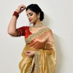 Shyamala Instagram – #ethnic ❤️ Outfit : @kushalethnix  earrings : @yuvi_collections  chocker : @fashioncurvee Styling : @greeshma_krishna.k  Makeup : @vinod_bridelmakeupartist  Hair : @elegantbridalmakeovers