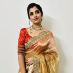 Shyamala Instagram – #ethnic ❤️ Outfit : @kushalethnix  earrings : @yuvi_collections  chocker : @fashioncurvee Styling : @greeshma_krishna.k  Makeup : @vinod_bridelmakeupartist  Hair : @elegantbridalmakeovers