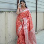 Shyamala Instagram – Get endless elegance via #saree 😊  This beautiful saree from @anvitha_collections  Makeup : @vinod_bridelmakeupartist  Hair : @elegantbridalmakeovers