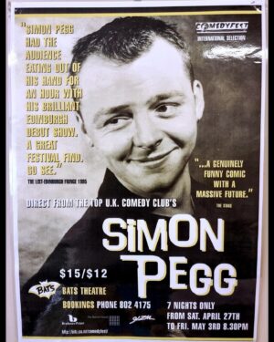Simon Pegg Instagram - Thought this one deserved to go on the grid. From 1995, the poster for my first one hour solo stand up show. This one is hanging in @bats_theatre in Wellington, New Zealand, where I performed in early 1996. This was sent to me by Deacon himself,  @jonnybrugh. 🧛🏻‍♂️❤️
