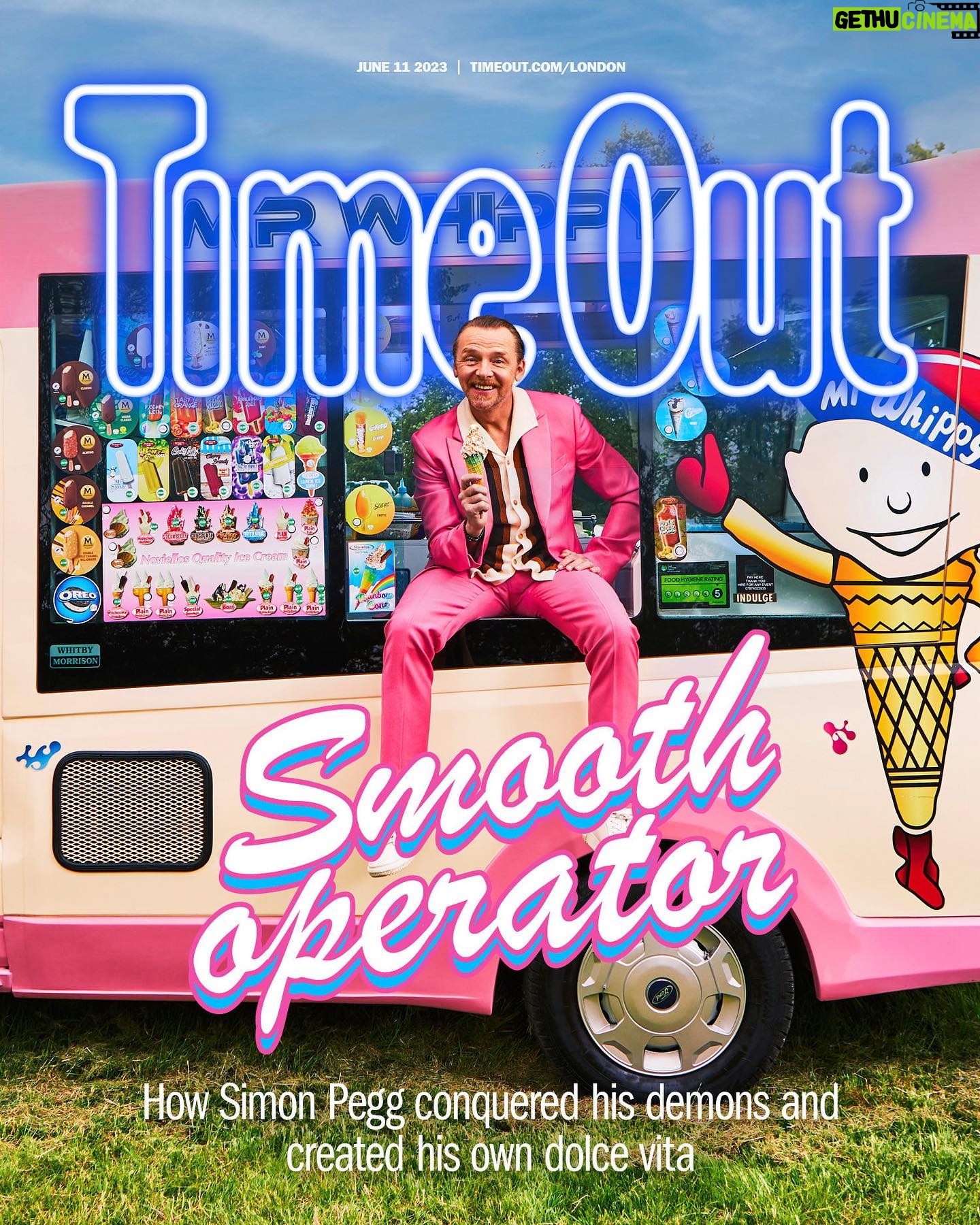 Simon Pegg Instagram - We chatted to Mission: Impossible star @simonpegg about cruising the 90's London comedy scene, beating his demons and making his own dolce vita Read our interview at the link in bio π Photographer: @jesshandphotography Design Director: @bryanmayesdotcom Photo Editor: @lauramgallant Stylist: @arabellaboycestylist Grooming: @tarahmakeup Writer: @phildesem Ice Cream Van: @noviellos_ice_cream - Look 1: Suit: @paulsmithdesign Shirt: @patrickgrant_studio Sunglasses: @cutlerandgross - Look 2: Cricket Jumper: @rowingblazers Shirt: @sandroparis Trousers: @cosstores Espadrilles: @harrysoflondon - Look 3: Shirt: @nanushka - Look 4: Polo shirt: @goldsmithvintage Trosers: @paulsmithdesign
