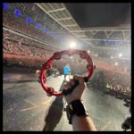 Simon Pegg Instagram - Always thought @coldplay could do with more tambourine. Wembley Stadium seemed like a good place to put that right. 💜