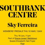 Sky Ferreira Instagram - It’s been very long time. I will do anything for @gracejonesofficial ❤️‍🔥 Tickets: Friday @ 10 am @southbankcentre xx Sky