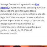 Solange Gomes Instagram - A @ilharecord tem um lugar especial em minhas lembranças profissionais. Superação! A melhor palavra para definir minha trajetória e desfecho. É inexplicável o sabor da vitória. Quase um ano se passou e só desfruto de bons momentos adquiridos em meus realities. #tbt #recordtv #ilharecord